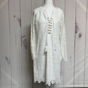 Lilly Pulitzer Sea Isle Dress Women’s M Resort White Lace-Up EUC